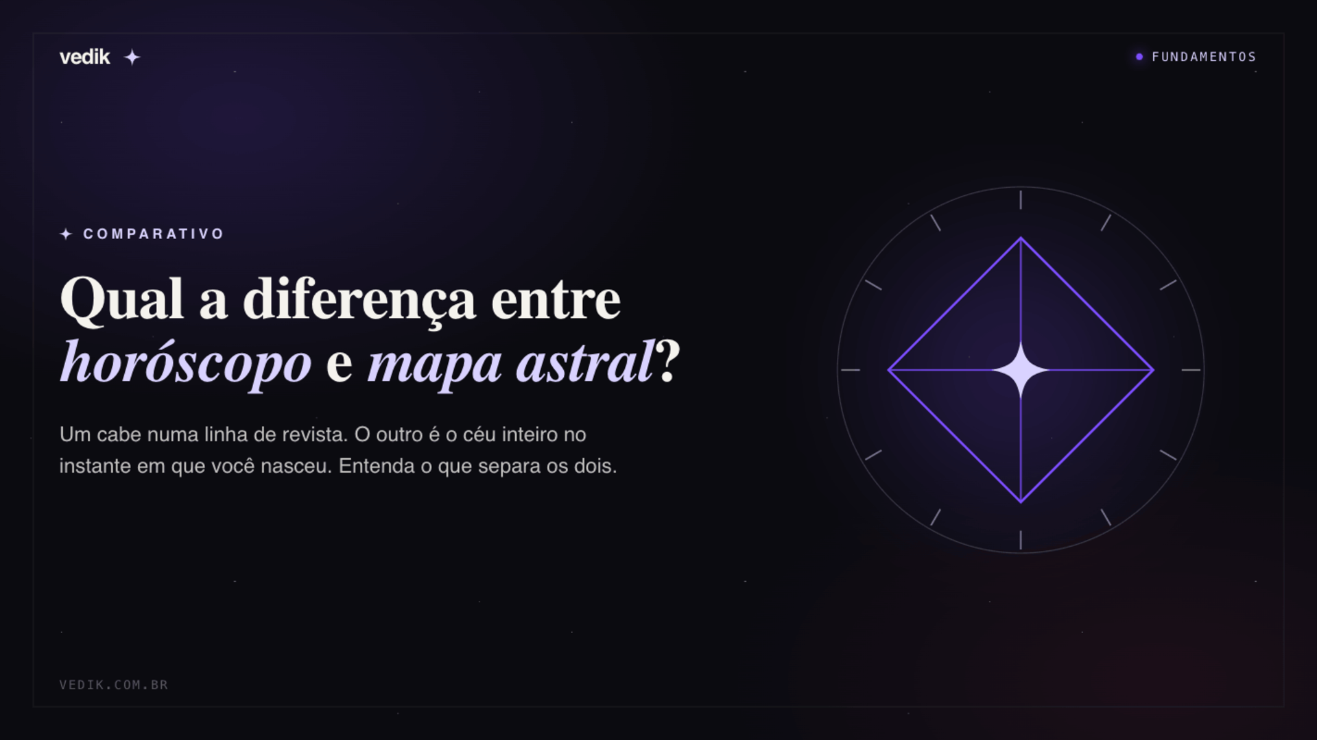 Diferença entre horóscopo e mapa astral explicada com ilustração astrológica e comparação entre os dois conceitos.